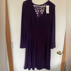 Together long sleeve purple plum stretchy slinky dress large